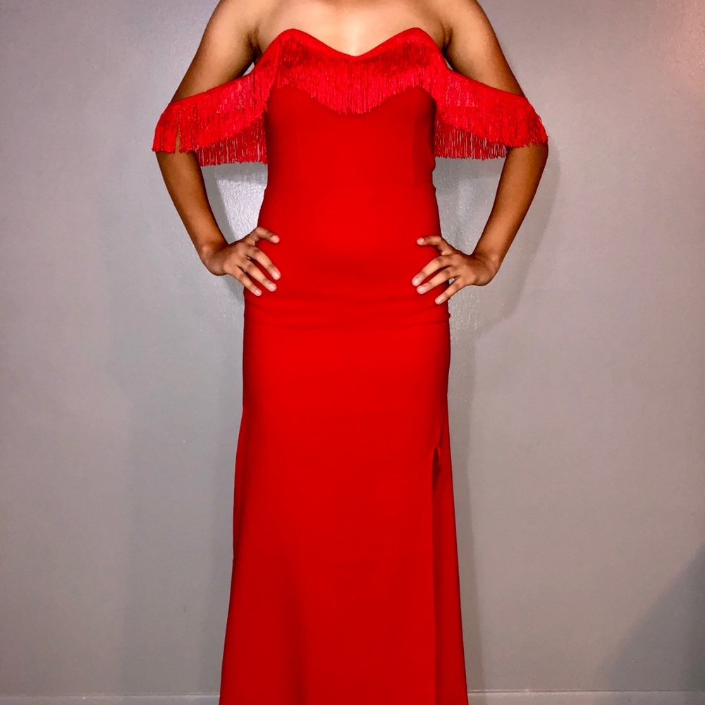 Red fringe dress NWT